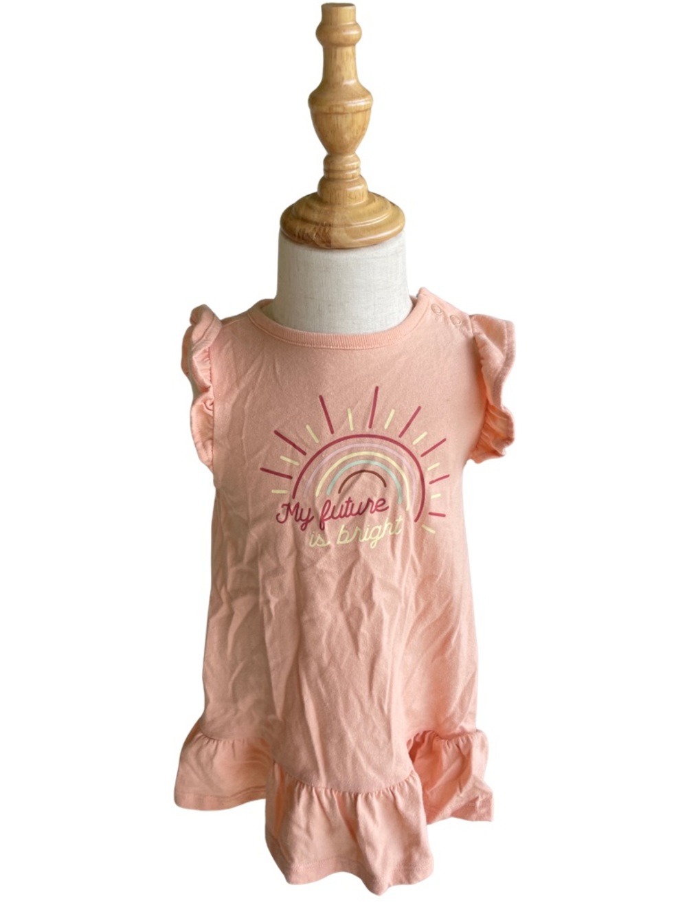 Peach Ruffle Sleeve Dress